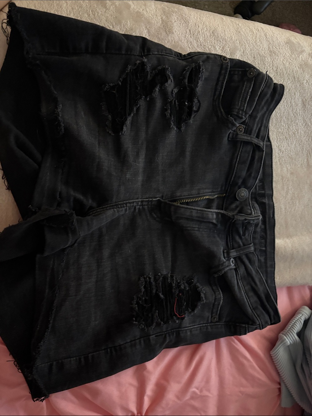 American Eagle Outfitters Black Distressed Denim Shorts